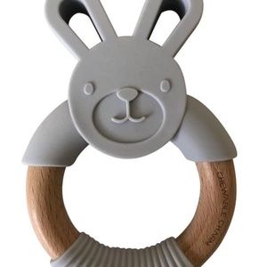 NWT: Chewable Charm Bunny Teether - Light Grey